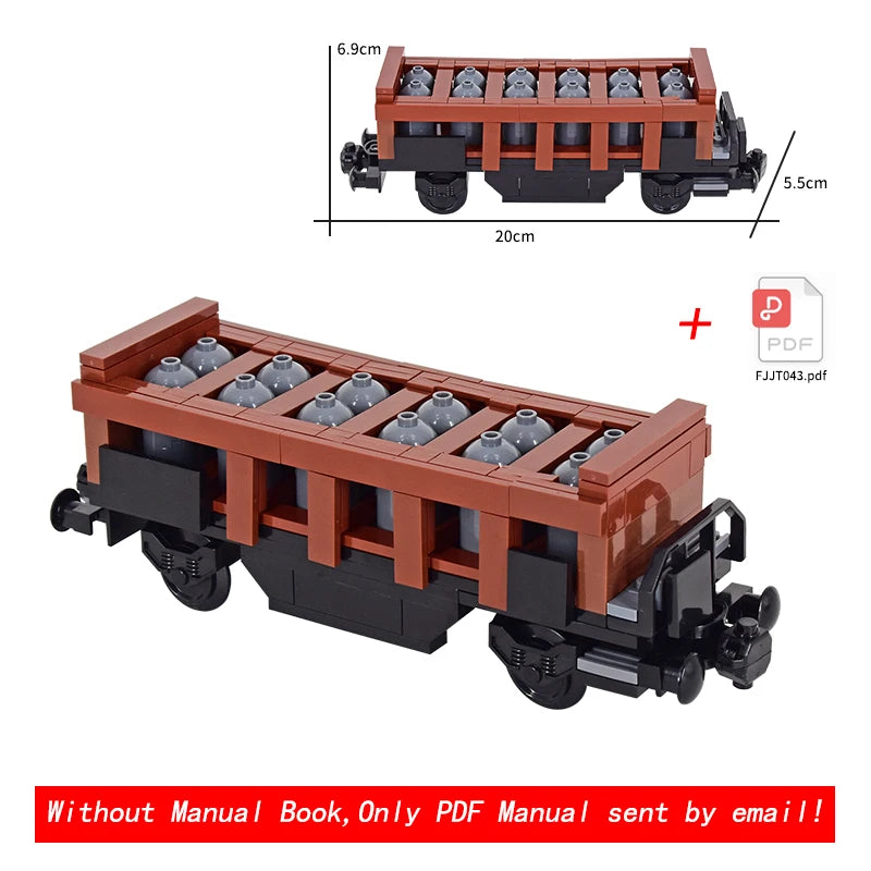 26cm Retro Double-Deck Passenger Train Car Building Blocks Model Green Gray Classic Train Display Toy for Hobbyists