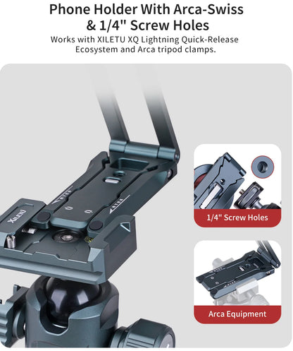 COBONE Magnetic Phone Tripod Holder Foldable Adjustable with Arca-Swiss for Phone Vlog Portable Desktop Phone Mount for Travel