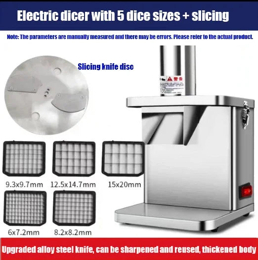 Multifunctional Vegetable Cutter Fruit and Vegetable Slicer Commercial Household Cube Cutting Stainless Steel Food Processor