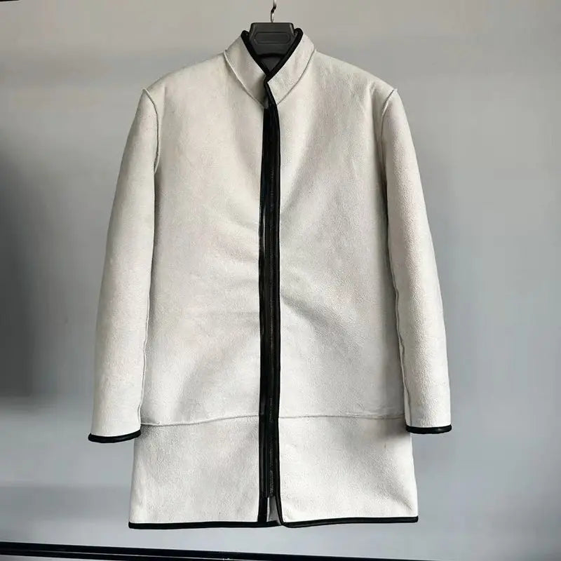 Winter Thicken Warm Sheepskin Fur Integration Long Real Leather Jacket Liner Men Women Whole Skin Lengthened Sheepskin Jacket