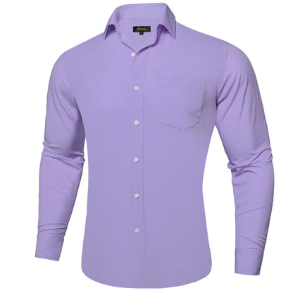 Solid Men Shirts Long Sleeve Cotton Polyester Blue Green Yellow Classic Basic Casual Slim Business Office Shirts Clothes
