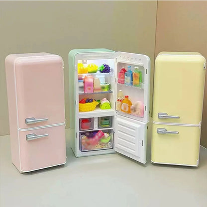 Dollhouse Refrigerator Openable Door Miniature Refrigerator Dollhouse Fridge Freestanding 1:12 Scale Fridge Realistic