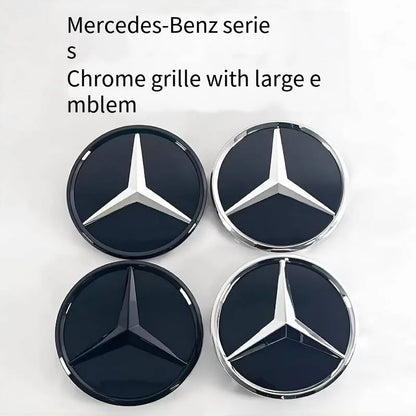 Car Front Grille Emblem Star Badge  Logo Chrome black Silver 3D Mirror Mercedes Benz Amg W205 W204 W253 W213 W206 W166 gle glc