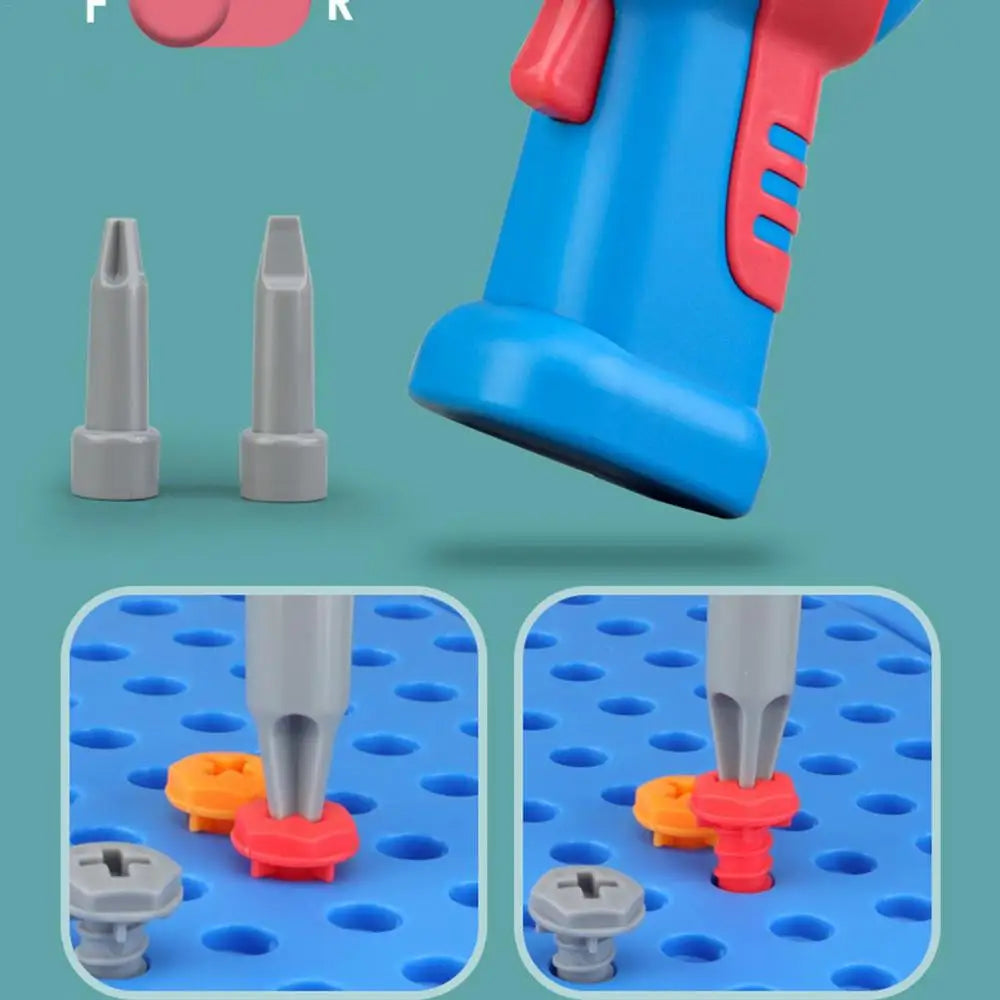 Kids Electric Drill Screw Nut Puzzles Toys Pretend Play Tool Disassembly Assembly Drill Puzzle Toys For Boy Children Gifts