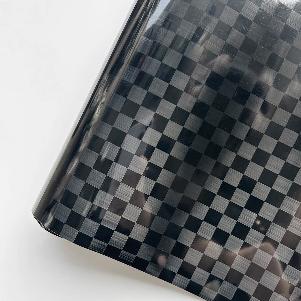Premium Black Plaid Forged Carbon Fiber Vinyl Car Body Wrap Film For Vehicle Motorcycle Protecto Car Sticker Car Accessories