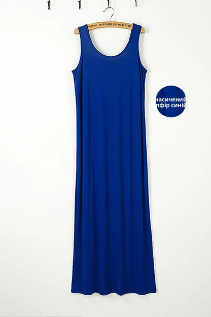 Summer Thin Modal Long Dress Women Loose Black Versatile Dress Strap Vest Skirt Sleeveless Large Size A-Line Korean Style
