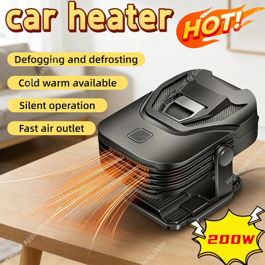 360° Rotating Cold warm available 200W Car Heater Defroster 2-in-1 12V Portable Windshield Heater Fast Removal Frost/Fog 2026