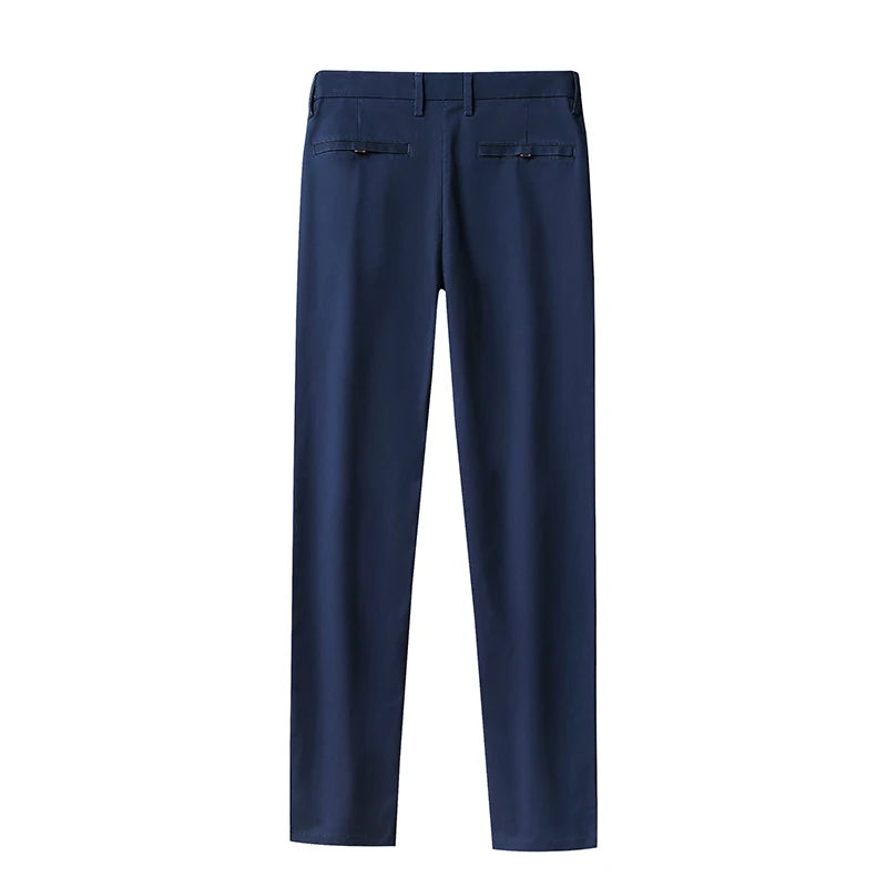 Top Grade Cotton New Brand Casual Fashion Relax Fit Long Dress Pants Korean Straight Business Trousers Office Mens Clothing 2025