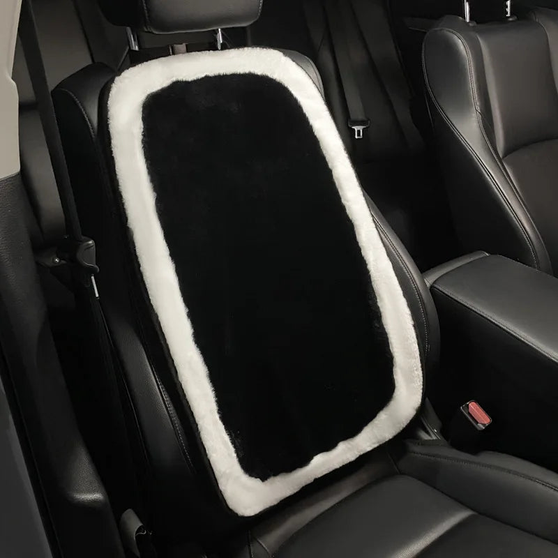 Winter New Cartoon Plush Car Cushion Simple Black White Thickened Anti Slip Women's Auto Seat Pad Cute Interior Modification