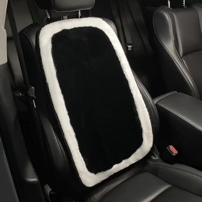 Winter New Cartoon Plush Car Cushion Simple Black White Thickened Anti Slip Women's Auto Seat Pad Cute Interior Modification