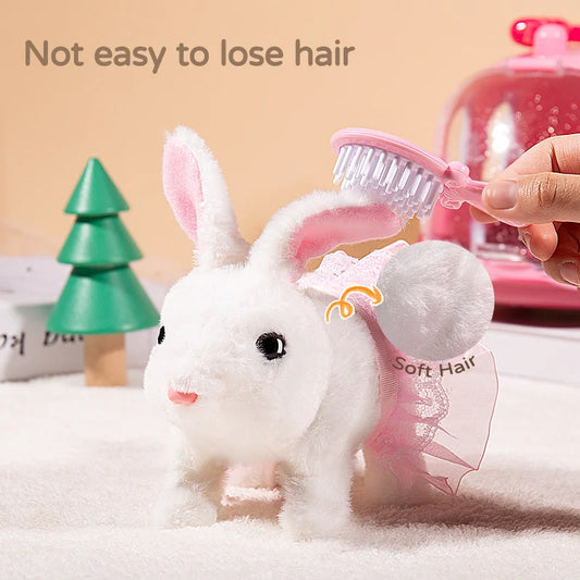 Electronic Rabbit Children Plush Walking Pets Have Sound Moving Dancing Animal Interactive Toy Education 3 Years Brithday Gifts