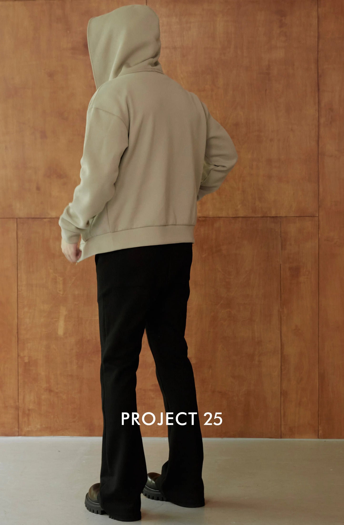 PROJECT 25 Air Layer Fabric Hooded Zip Sweatshirt Men Short Wide Silhouette Solid Color Basic Casual Commute All Match Jacket