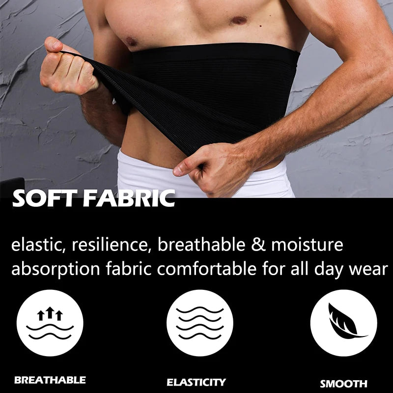 Men's Waist Control Belt Shaping Band Firm Tummy Control Shapewear Compression Waist Cincher Belly Fat Slimming Body Shaper