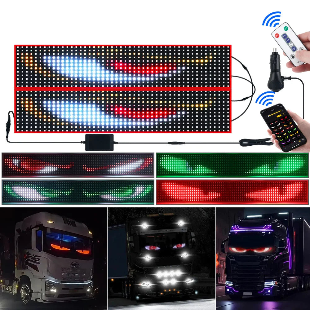 Truck LED Ambient Light Devil's Eye LED Matrix Pixel Panel Display Scrolling Light DIY Programmable Led Eyes Dynamic Animation