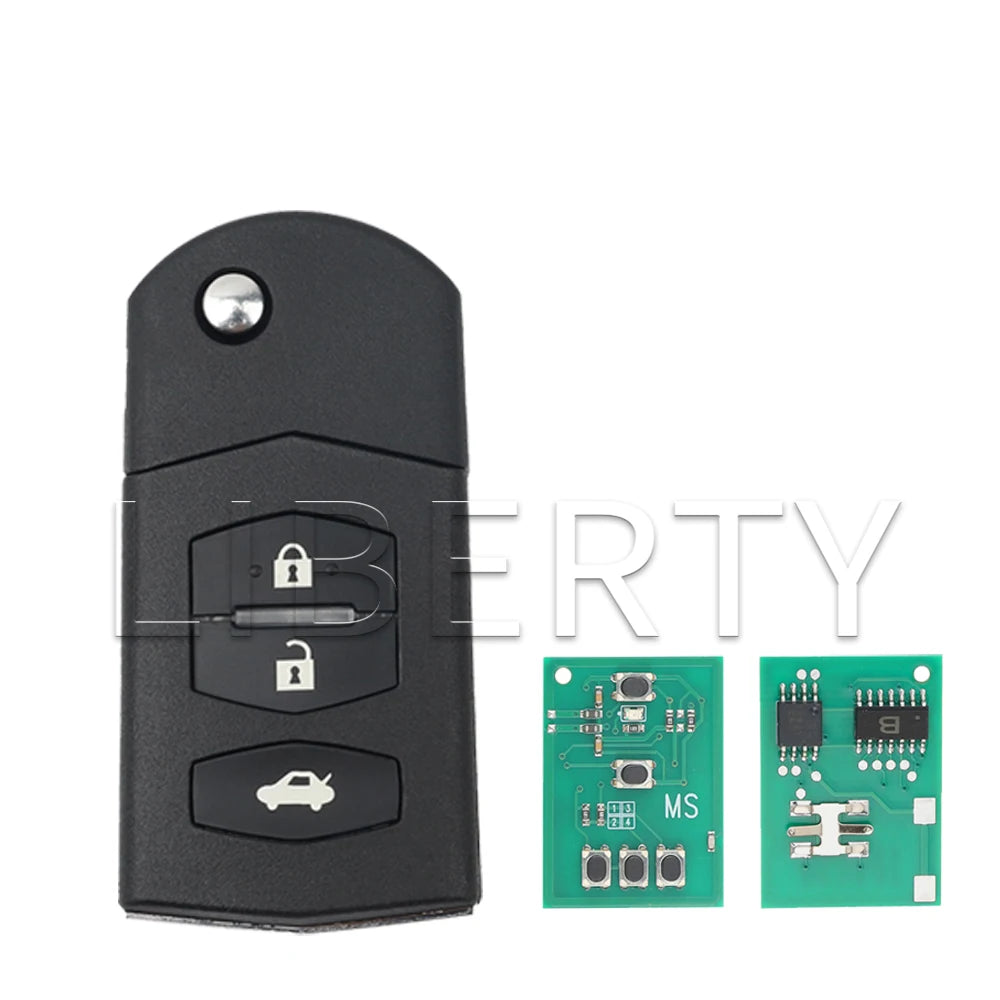 Liberty For Mazda 2 6 2007 - 2011 Remote Flip Car Key Fob FCC KR55WK43451 PN GS1F-67-5RYA 4D63 Chip Replacement Auto Keys