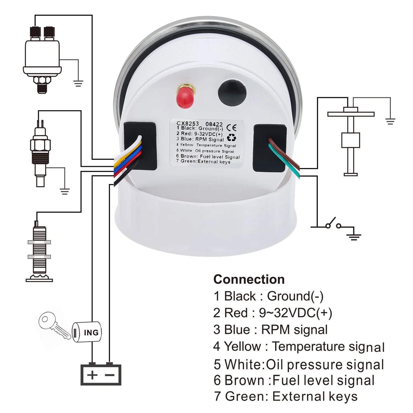 ZMFJH Digital 600KMH,MPH,Knots GPS Speedometer Gauge+Tachometer 9999RPM Fuel Level+Water Temp+Oil Pressure+Voltage Flash Alarm