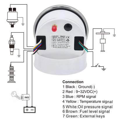 ZMFJH Digital 600KMH,MPH,Knots GPS Speedometer Gauge+Tachometer 9999RPM Fuel Level+Water Temp+Oil Pressure+Voltage Flash Alarm