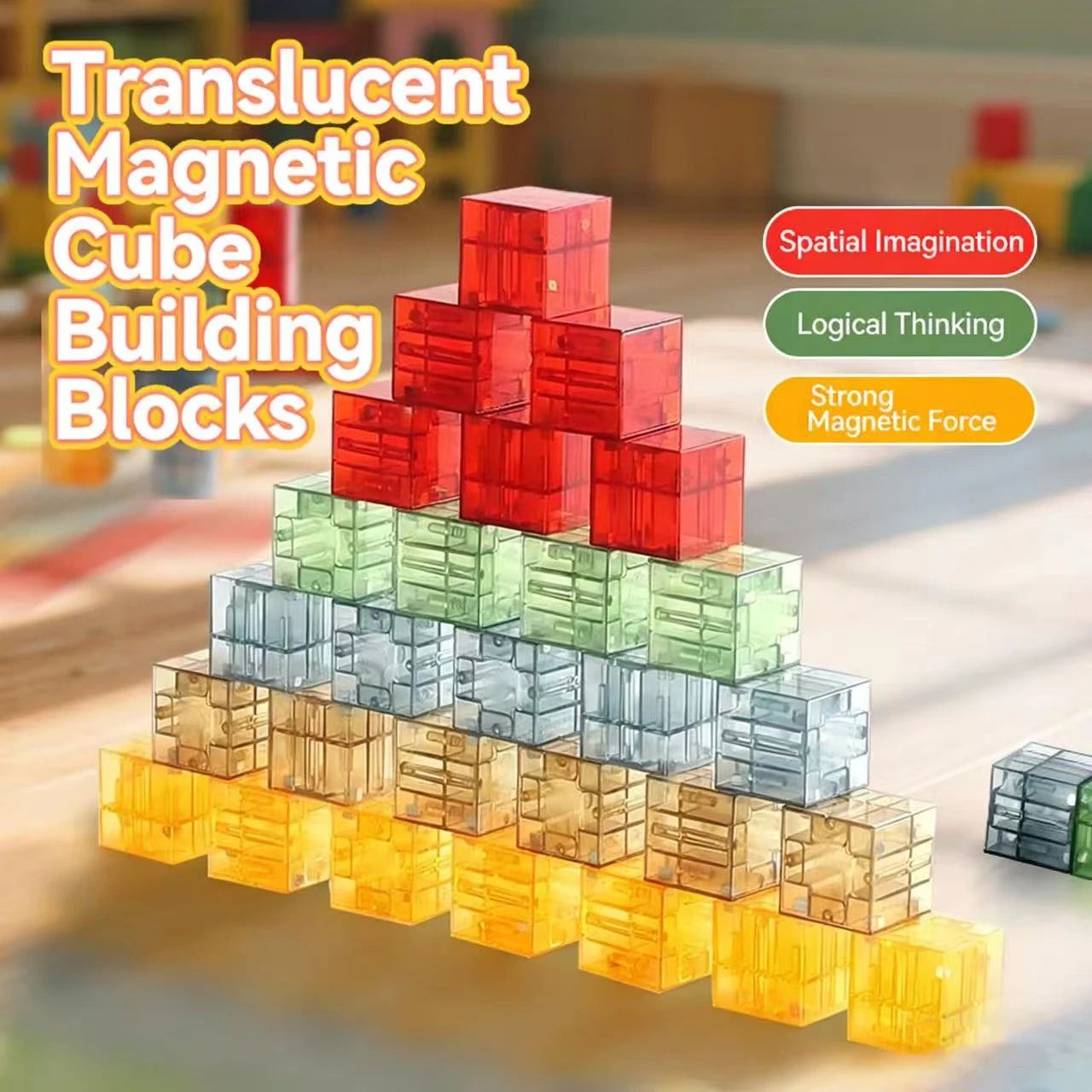 DIY Magnetic Building Blocks Transparent Square Toy Colorful Cubes Toy Construction Toy Assembly Toy for Children DIY Toys Gift