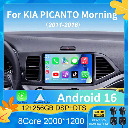 Android 16 For KIA PICANTO Morning 2011 2012 2013 2014 2015 2016 Carplay Auto Multimedia Car Radio Navigation Player WIFI+4G DSP