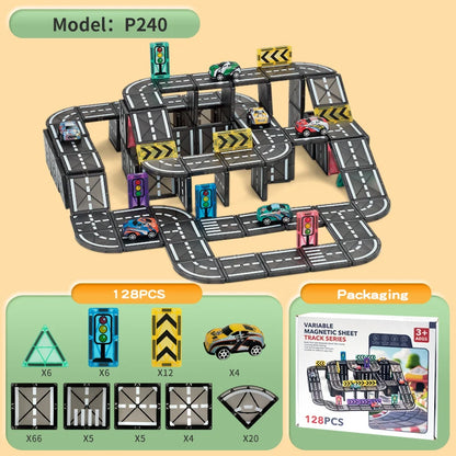 Magnetic Road Magnet Crane Car Toy Magnetic Block STEM Toys Creativity and Educational Construction Toys for Kids Birthday Gifts