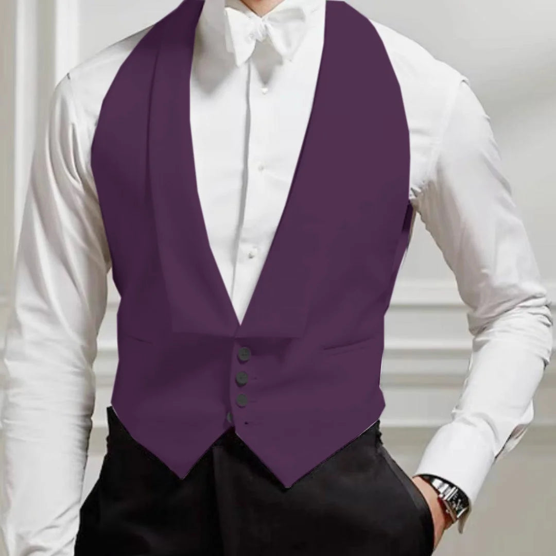 Men Vest White Single Button Solid With Lapel Waistcoat Suit For Wedding Birthday Banquet Party Business Work Men Suit Vest