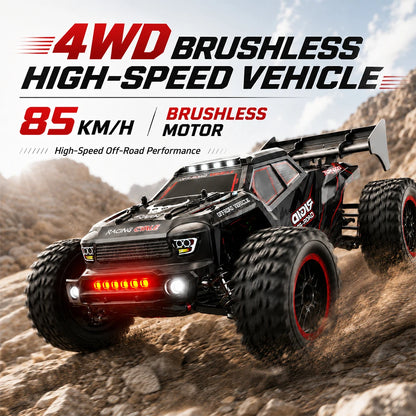 75km/h 2.4G Remote Control RC Car 4WD All Terrain Vehicle High Grip Tire Aerodynamic Tail For Mud Gravel Grass Park Outdoor Racing Hobby Toy