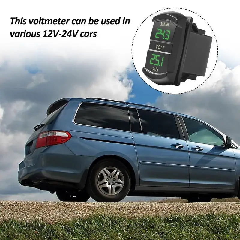 DC 12V/24V Digital Voltmeter Waterproof Car Dual Battery LED Digital Volt Meter Boat Voltage Marine Gauge Voltmeter Gauge