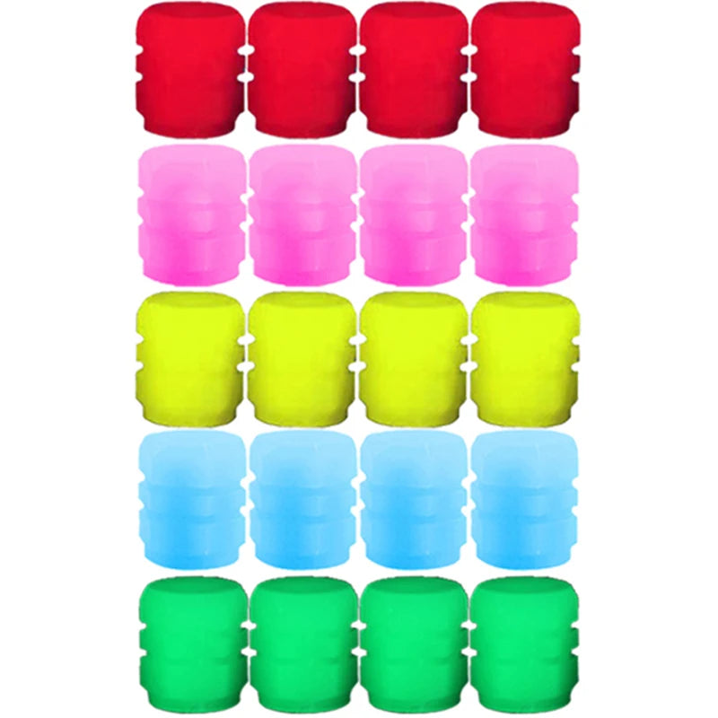 Luminous Car Tire Valve Caps Fluorescent Wheel Tire Decor Night Glowing Tyre Valve Stem Caps for Car Motorcycle Bike Accessories