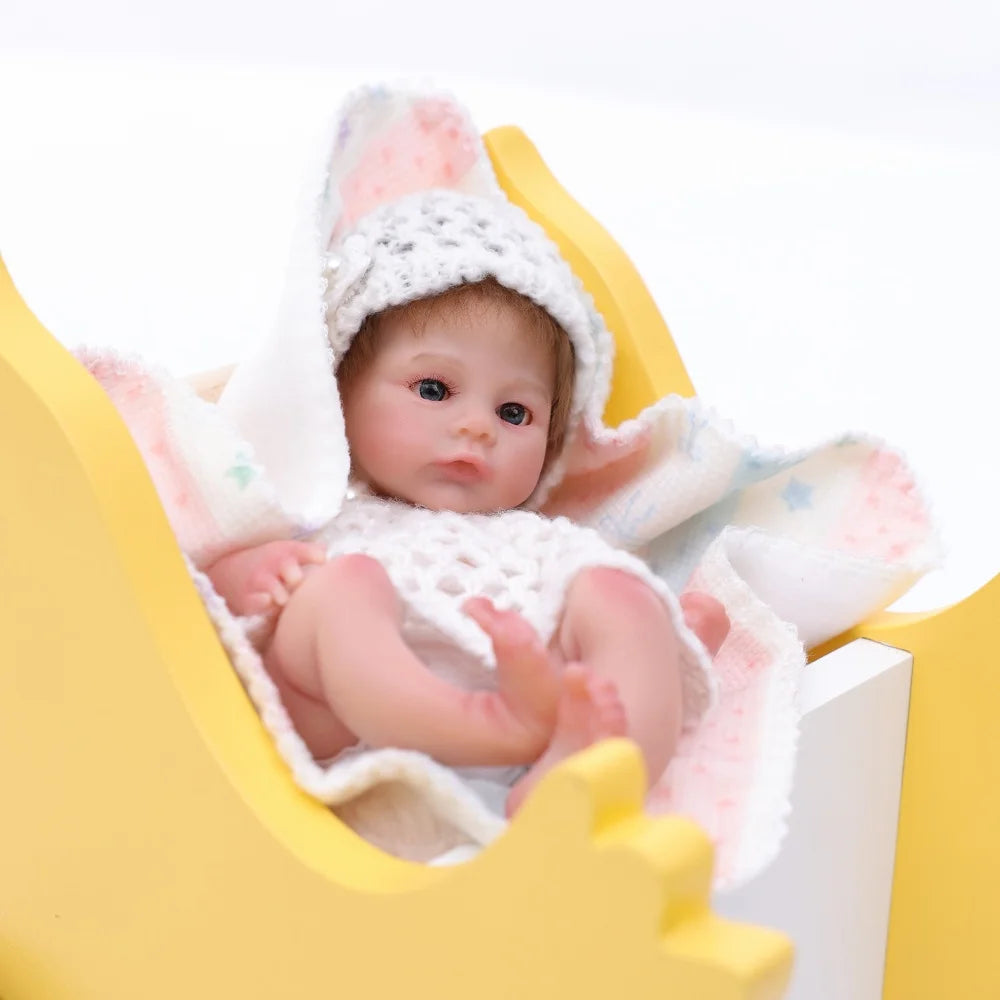 Cloveray 8 inch Mini Full Body Soft Silicone Realistic Reborn Baby Doll Super Cute Solid Silicone Doll High Quality Toy Kid Gift