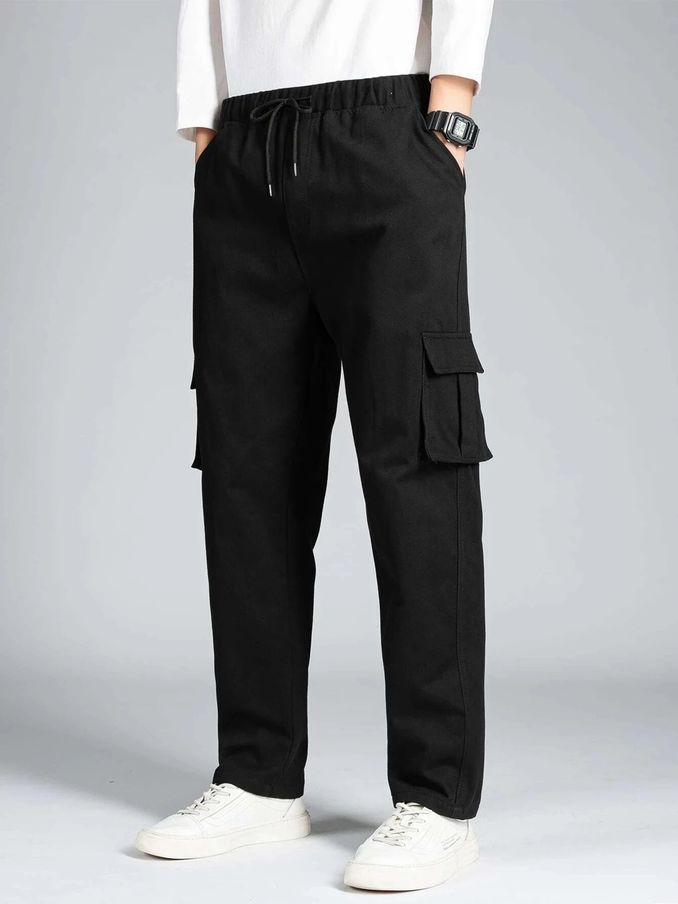 Men's Autumn Winter Workwear Casual Trousers Straight Loose Multi-Pocket Trendy Brand Long Pants Fashionable