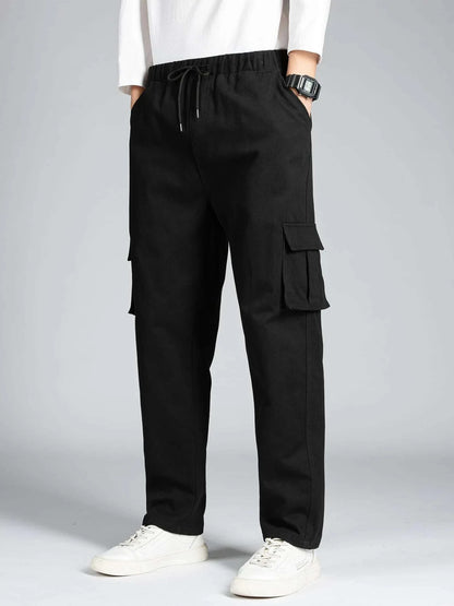 Men's Autumn Winter Workwear Casual Trousers Straight Loose Multi-Pocket Trendy Brand Long Pants Fashionable