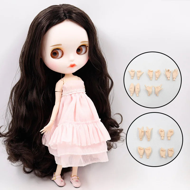 ICY DBS Blyth doll No.950 Black hair JOINT body White skin 1/6 BJD customized face with eyebrow ob24 anime girl