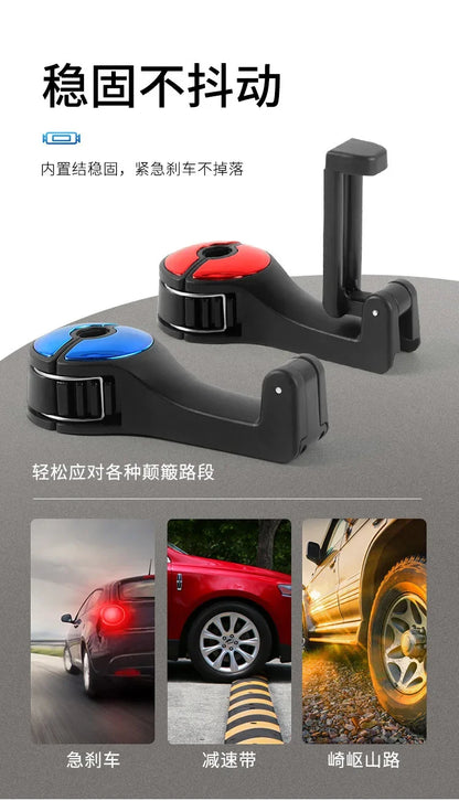 Multi-functional 2 In 1 Car Hook Hidden Multifunctional Rear Headrest Hook Car Rear Phone Holder Lock Type Mobile Phone Holder