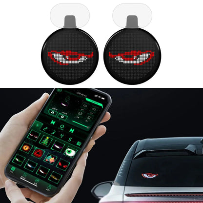 Car LED Interactive Screen Round Devil Eyes LED Sign Smart LED Display APP Remote Control Front Rear Windshield DIY Graffiti
