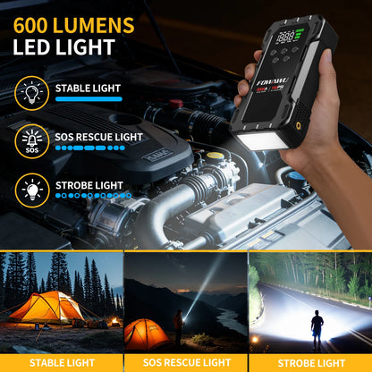 FOWAWU 8000A Jump Starter with Air Compressor, Car Battery Jumper Starter Power Bank,Cordless Auto-Shutoff Tire Inflator 160PSI