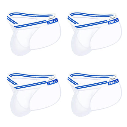 3 PCS Men's Ice Silk Ultra-Thin Barely-There Mesh Sheer Briefs, Striped V-Shape Elastic Waistband Summer Daily Commute Underwear