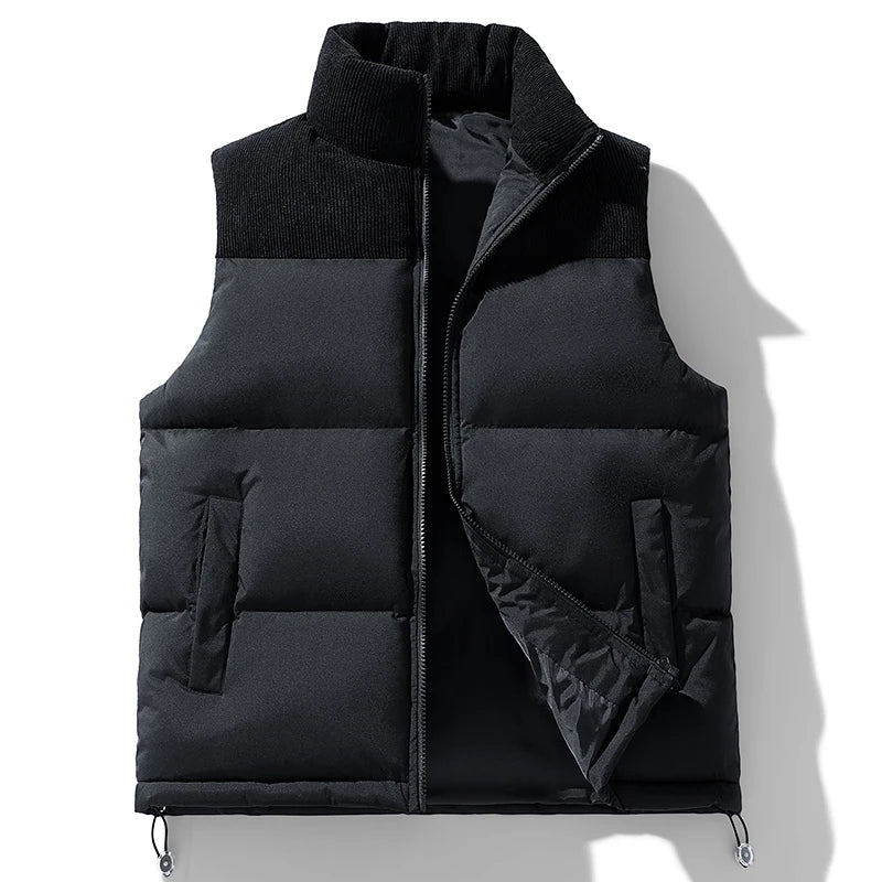 2025 Men's Vests Loose Casual Sleeveless Jacket Zipper Vests Clothes Men Vest Jackets Thick Vests Male Cotton-Padded Coats