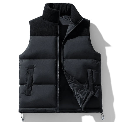 2025 Men's Vests Loose Casual Sleeveless Jacket Zipper Vests Clothes Men Vest Jackets Thick Vests Male Cotton-Padded Coats