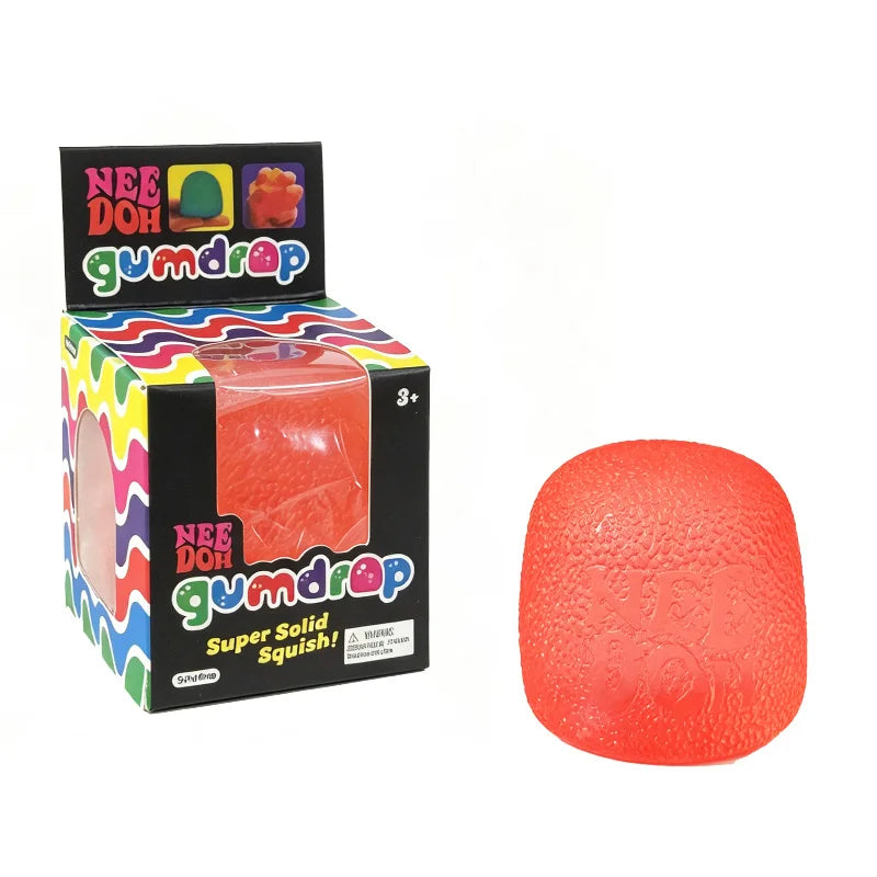 Needoh Dream Drop Gumdrop Super Solid Anti-Stress Squeeze Glitter Raised Texture Bumpy Relief Pressure Relax ADHD Sensory Toy