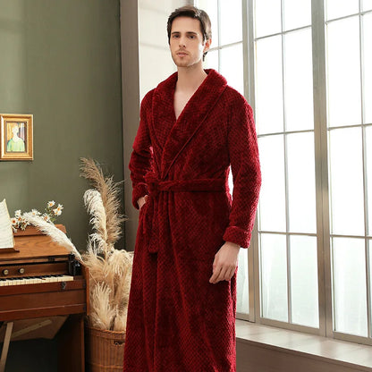 2026 Thickened Sherpa Couple Robe Long White Winter Sleepwear Belted Bathrobe