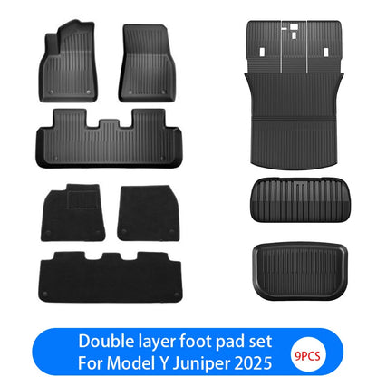 For New Tesla Model Y Launch 2026+ Juniper 2026+ TPE Floor Mats & Cargo Liner, All Weather Trunk Mats Floor Liner Backrest Mats