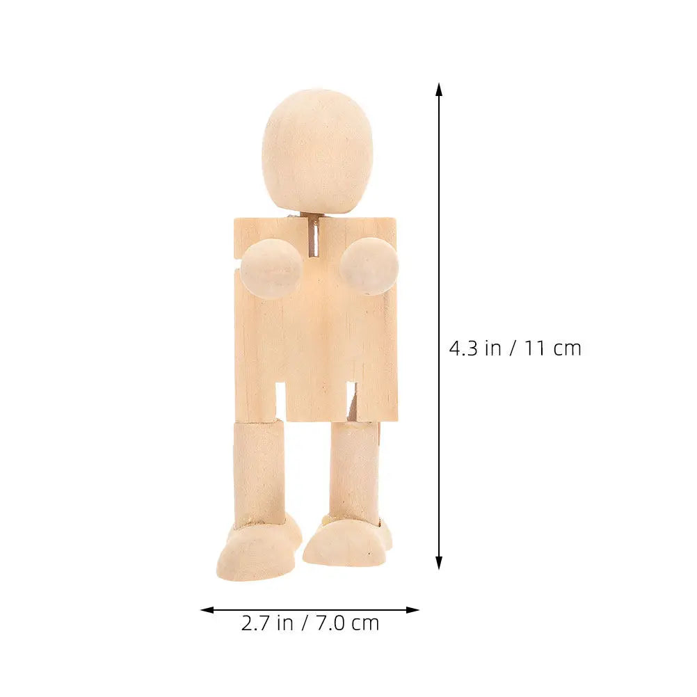6Pcs Wooden Robot Unfinished Jointed Figures for DIY Painting Decoration Craft Kits Kids Creativity Development