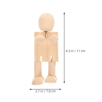 6Pcs Wooden Robot Unfinished Jointed Figures for DIY Painting Decoration Craft Kits Kids Creativity Development