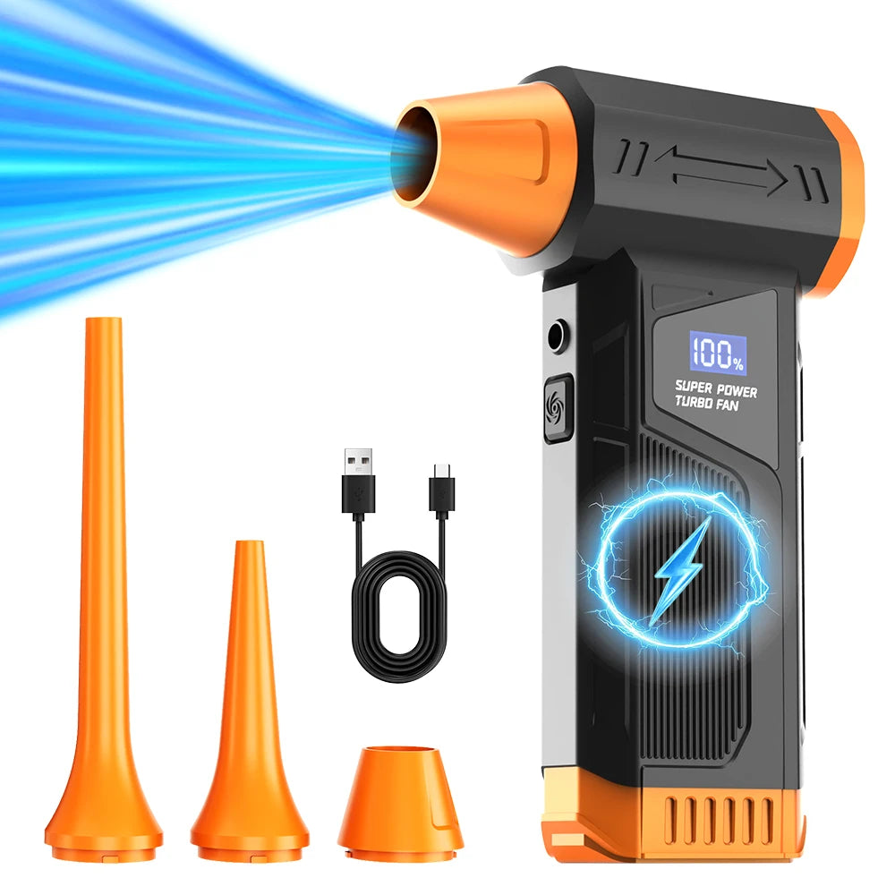 【2026 New】Brushless Wireless Jet Fan Turbo Air Blower For Car Cleaning With LED Light Digital Display Portable Outdoor BBQ Use
