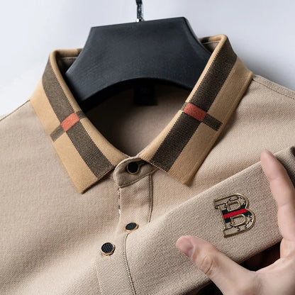 Summer Men's New Cotton Tailored Fit Polo Shirt Comfort Breathable Business Luxury Golf Daily Short Sleeve Refined 3D Badge Tee