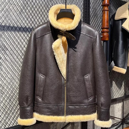 AYUNSUE Natural Real Sheepskin Fur Coat 2024 Winter Jacket Mens Fur Jackets Coats Fashion Genuine Leather Jacket Men Clothing