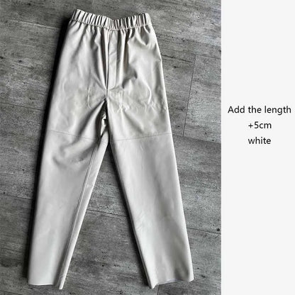 Genuine Leather Harem Pants Women Real Sheepskin Trousers High Elastic Waist 2026 New Streetwear Plus Size Pants Y2k Fashion