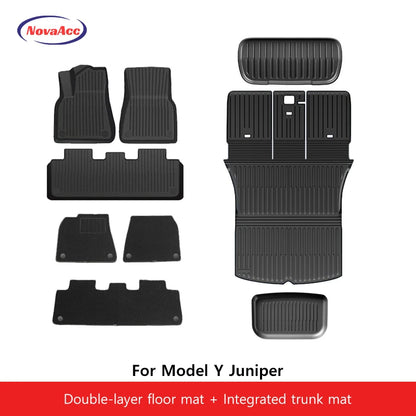 NovaAcc for Tesla Model Y Juniper 2025 2026 Model 3 Highland Floor Mats Trunk Mats Cargo Liners TPE All Weather Water Proof