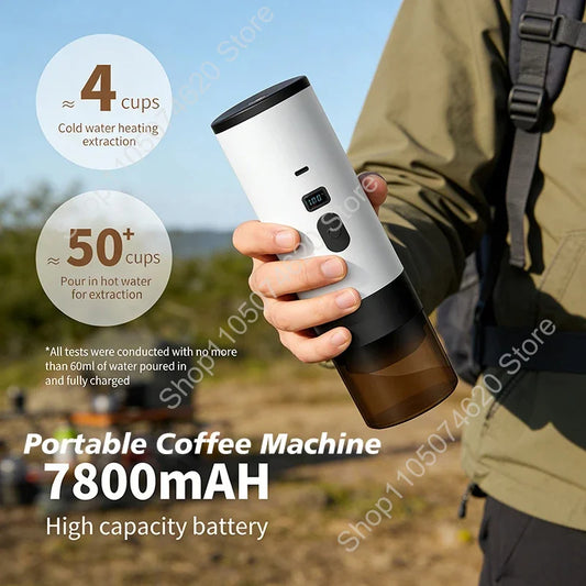 Portable Coffee Machine Wireless 15Bar 7800mAh Digital Display 3-in-1 for Ground/Nespresso/DolceGusto Capsule Coffee Maker