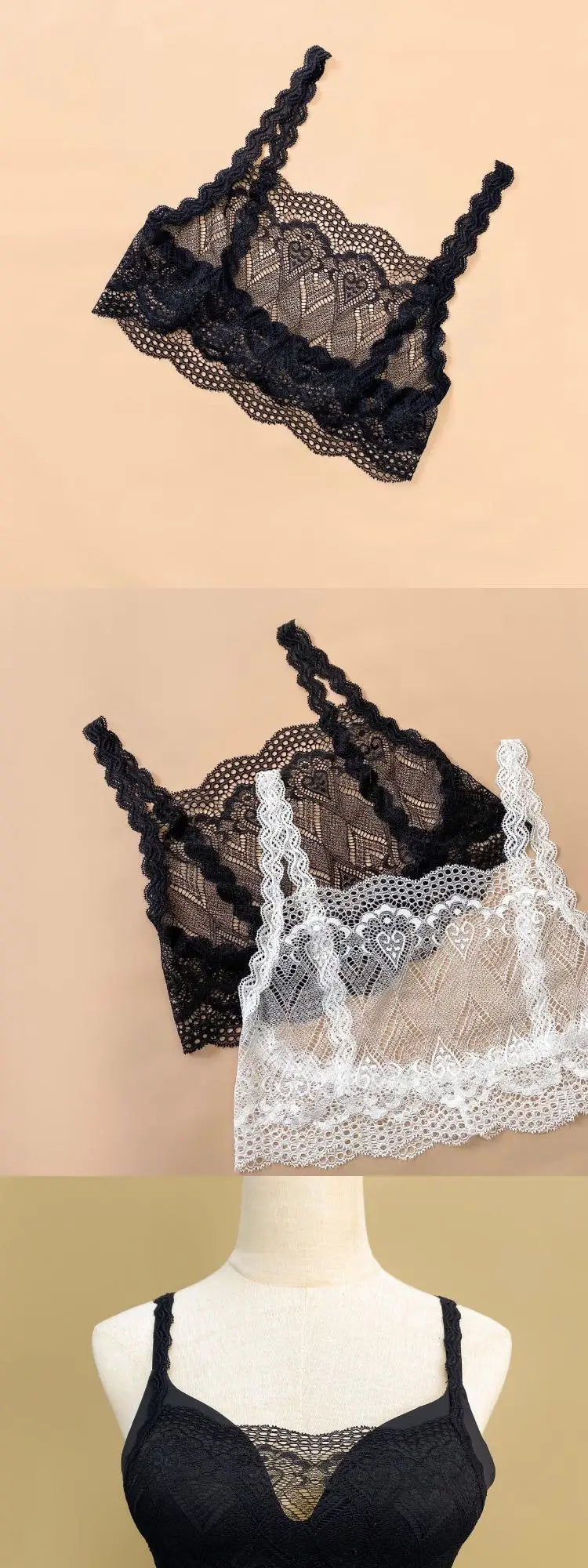 Low-Neck Lace Strap Vest Women's Sexy Backless Bralette Prevent Exposure Front Chest Back Design Short Length Casual Style